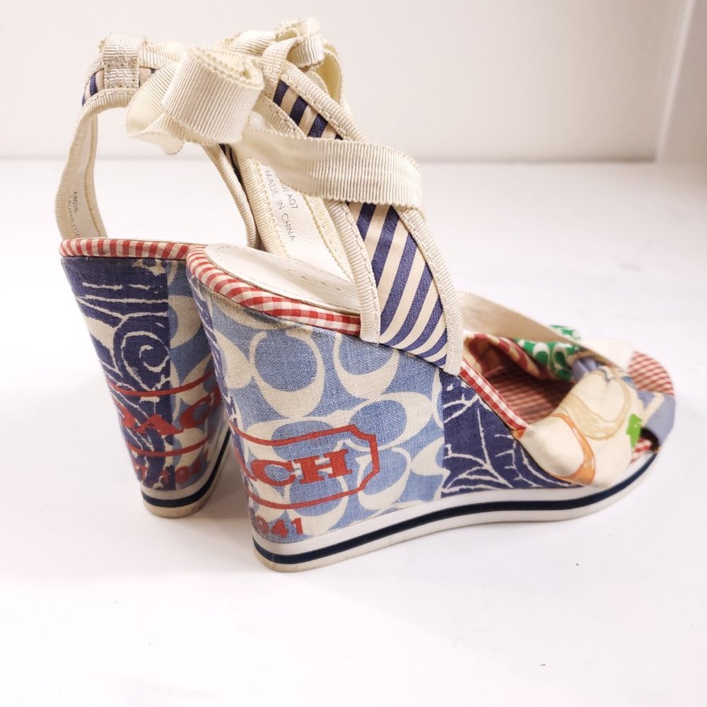 Coach Patchwork Lace Up Tammie Wedge Heels - Picture 5 of 7